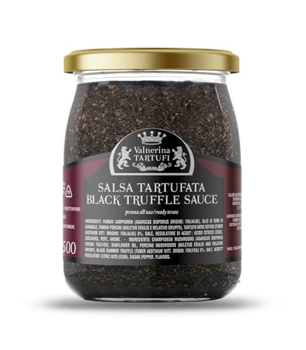 Valnerina Tartufi Salsa Tartufata Nuova Ricetta | Funghi Porcini Freschi, Tartufo Nero Estivo | Vasetto 500 Gr.