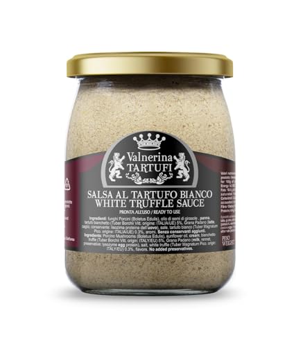 Valnerina Tartufi Salsa Al Tartufo Bianco | Crema A Base Di Bianco, Bianchetto, Funghi Porcini, Formaggio Grana Padano | Vasetto 480 Gr.