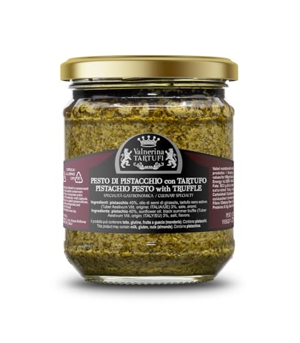 Valnerina Tartufi Pesto Al Pistacchio Con Tartufo Nero Estivo | Salsa Per Bruschette E Antipasti, Sugo Pronto Condimento Per Pasta | Specialità Gastro