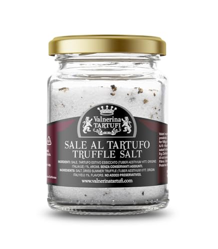 Valnerina Tartufi Sale Al Tartufo Nero Estivo | Sale Gourmet Aromatizzato Per Tutti I Piatti, In Particolare Carne E Pesce | Barattolo 100 Gr.