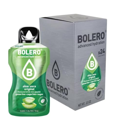 Bolero Aloe Vera 24 X 3 G | Succo In Polvere Senza Zucchero, Addolcito Con Stevia + Vitamina C | Adatto Per Bambini, Atleti E Diabetici | Senza Glutin