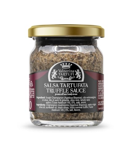 Valnerina Tartufi Salsa Tartufata Ricetta Originale | Funghi Champignon, 5% Tartufo Nero Estivo | Vasetto 50 Gr.