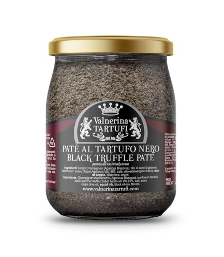 Valnerina Tartufi Paté Al Tartufo Nero | Salsa A Base Di Funghi Champignon, Tartufo, Olive Nere | Vasetto 500 Gr.