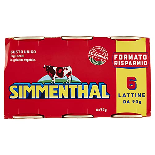 Simmenthal - Carne In Scatola Di Bovino Magra Lessata Con Gelatina Vegetale E Miele, 6 Lattine Da 90 Gr