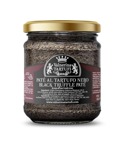 Valnerina Tartufi Paté Al Tartufo Nero | Salsa A Base Di Funghi Champignon, Tartufo, Olive Nere | Vasetto 180 Gr.