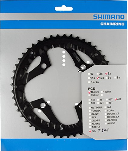 Shimano Kettenblatt 'Fc-T521' 4-Arm, 104/64 Mm Lochkreis, 3-/10-Fach, Sb-Verpackt, 36 Z.