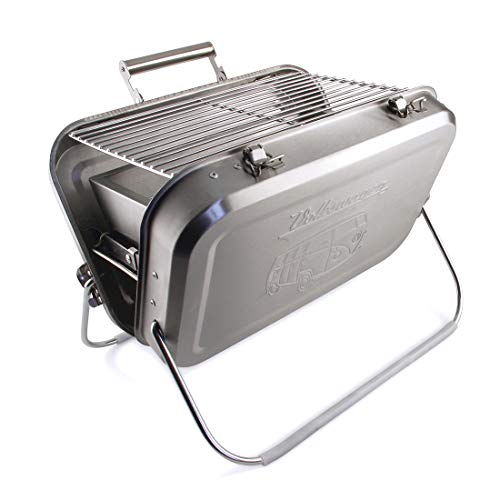 Brisa Vw Collection Volkswagen Portablerkoffergrill Mit Grillrost, Auffangschale Für Kohle & Mit Tragegriff Aus Edelstahl Im T1 Bulli Bus Design (Silh