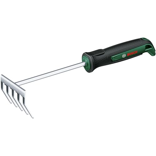 Bosch Rastrello Manuale Da Giardino (Per Diserbare, Rimuovere Scarti Del Giardino; Robusto; Acciaio Inox; Softgrip; Ergonomico)