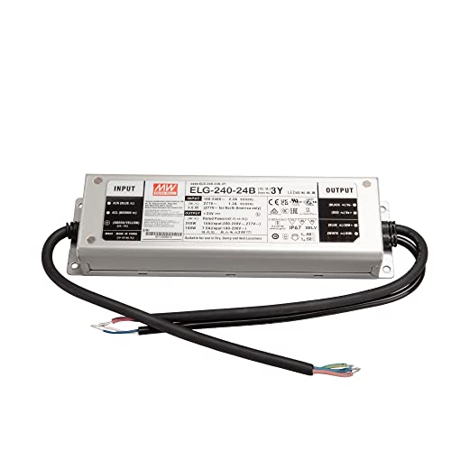 Mean Well Elg-240-24B-3Y - Trasformatore Led A Tensione Costante, 240 W, 10 A, 12-24 V/D