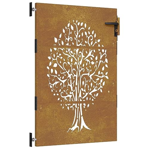 Vidaxl Cancello Da Giardino 85X150 Cm In Acciaio Corten Design Albero