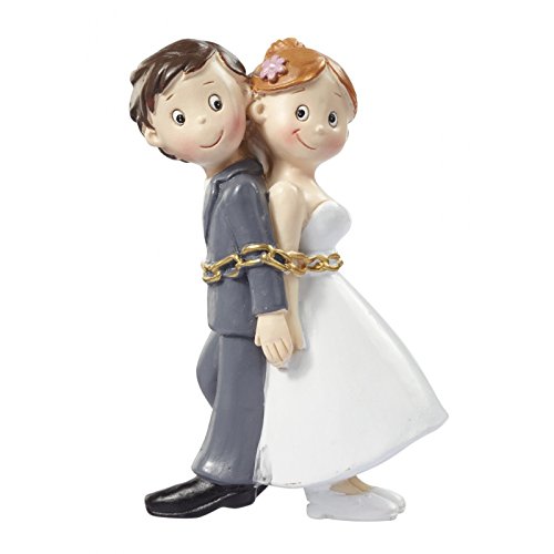 Coppia Di Sposi In Catene Statuetta Decorazione Matrimonio Sposi Per Torta Decorazione 8 Cm, Multicolore