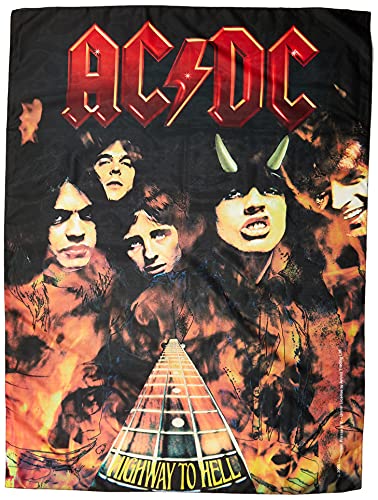 Heart Rock Bandiera Originale Ac/Dc Highway To Hell, Tessuto, Multicolore, 110X75X0.1 Cm