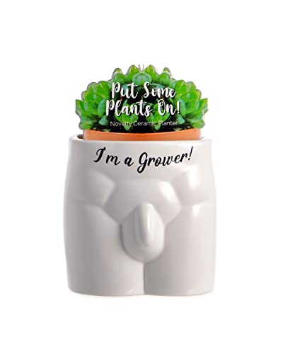 Boxer Gifts Grower Novità Vaso Per Piante A Forma Di Corpo | Divertente E Maleducato Regalo Decorativo Per La Casa, Ceramica, Bianco, Nero, Taglia Uni
