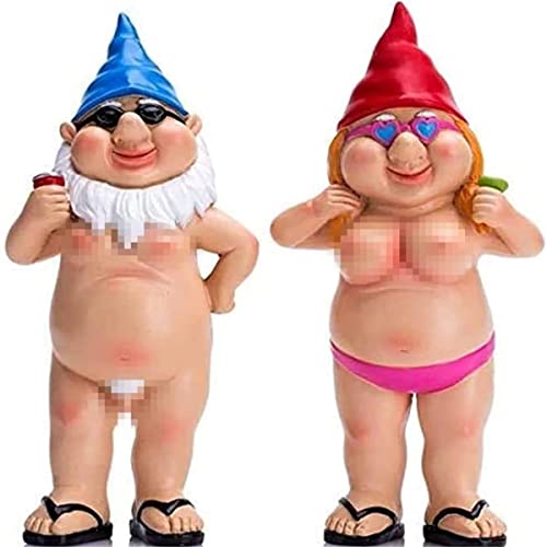 Jinjiasc Set Di 2 Gnomi Da Giardino, Giocosi, Divertenti Gnome, Gnome, Da Giardino, Folletto, Ornamenti Da Giardino Per Interni O Esterni (Bianco)