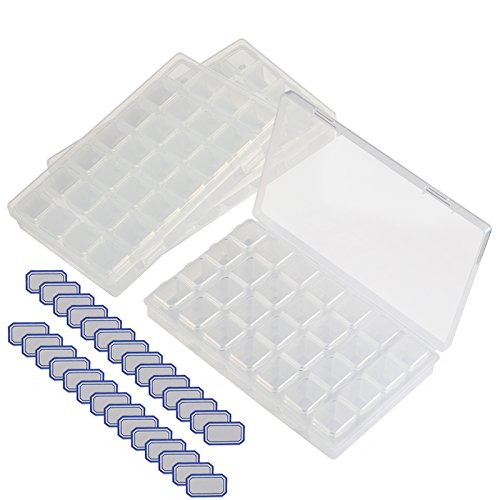 Kakoo 3 Pacco 28 Griglie Diamante Ricamo Scatola Di Immagazzinaggio Di Plastica Pittura Regolabile Scatola Dei Monili Dell'Organizzatore Contenitore D