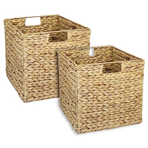 Hmf Cesto Portaoggetti Intrecciato In Giacinto D'Acqua, Set Da 2 Pezzi, Adatto Per Kallax, 32 X 34,5 X 32 Cm