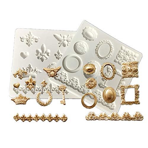 Stampo In Silicone Fondente,Stampi In Silicone Per Dolci,Stampi Silicone Per Dolci Rilievo Barocco Decorazione,Stampo Silicone Cornice Specchio 3D Vin