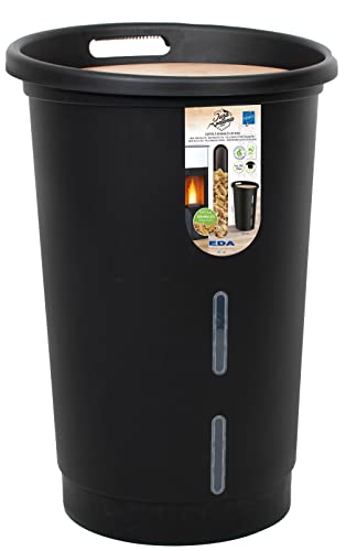 Eda - Baule Per Pellet Jura Montania Con Ruote 38 L - Per 25 Kg Di Pellets - Nero, 010478 No, Ø 39,7 X 60,5 Cm