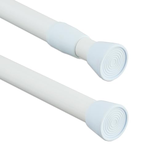 Relaxdays Asta A Pressione Per Tende, Telescopica 66–110 Cm, Bastone Estensibile Appendiabiti, In Acciaio Inox, Bianco, 80% 10% Plastica