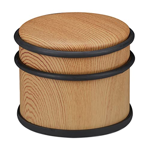 Relaxdays Fermaporta, Blocca Porta Pesanti & Ferma Finestre, Acciaio & Gomma, Accessorio Per La Casa, ∅ 9,5 Cm, Marrone, Effetto Legno, 1 Pz