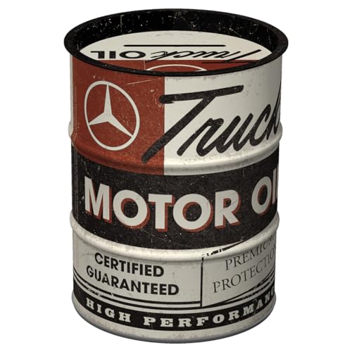 Nostalgic-Art Salvadanai Retrò, 600 Ml, Daimler Truck – Motor Oil – Idee Regalo Per Amanti Degli Accessori Per Auto, Salvadanaio In Metallo, Design Vi