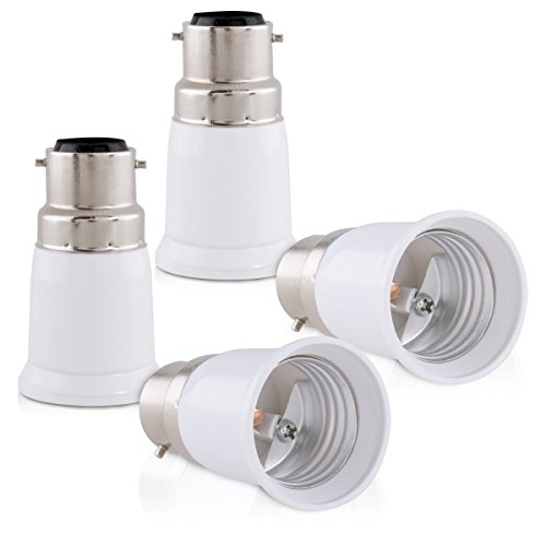 Kwmobile Adattatore Lampadina B22 E27-4X Attacchi Porta Lampada Da B22 A E27 Convertitore Per Lampadine Alogene Led A Risparmio Energetico Riduzione