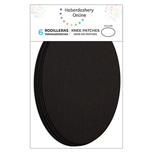 Haberdashery Online 6 Toppe Termoadesive Nere. Patch Per La Riparazione Di Vestiti Per Proteggere I Pantaloni. 16 X 10 Cm. Rp7