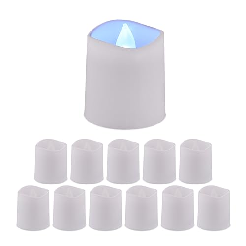 Relaxdays Candele A Led, Set Da 12 Tea Lights Rotondi Luce Bianca Fredda Elettriche, Senza Fiamma, Plastica, Ferro, Hxd 4,5X4 Cm