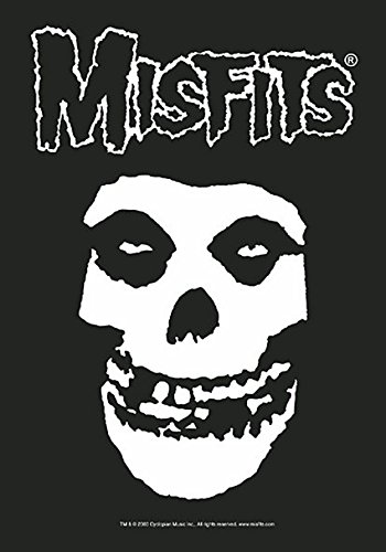 Heart Rock Bandiera Originale Misfits Classic Fiend Skull, Tessuto, Multicolore, 110X75X0.1 Cm