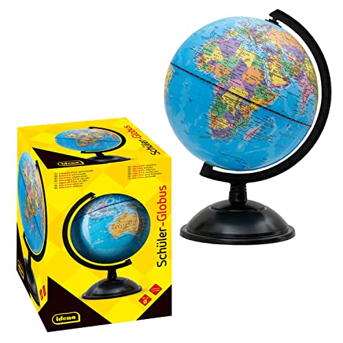 Idena 569906 - Mappamondo Con Mappa Politica, Ø 18 Cm, Mappamondo Per Studenti, Ideale Per La Scuola