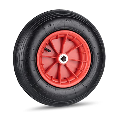 Relaxdays 4.80/4.00-8 Ruota Per Carriola, Pneumatico Ad Aria Per Carretti, Fino A 120 Kg, Con Cerchione, Nero Rosso