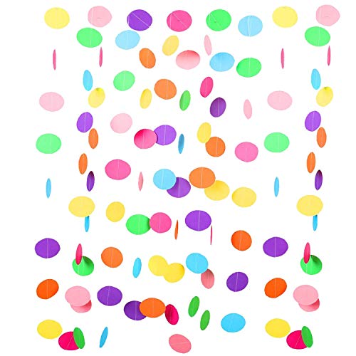Ghirlanda Di Carta Puntini Multicolore 9 Metri, Festoni Arcobaleno Per Carnevale. Decorazione Festa Di Compleanno Per Bambini