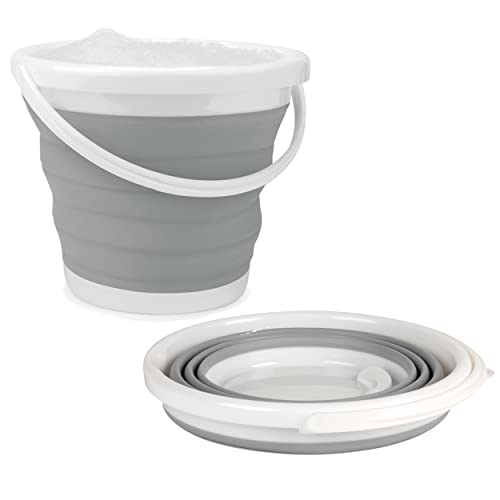 Beldray La028495Gry Secchio Pieghevole - Vasca Pieghevole Per Stoccaggio Compatto, Uso Interno/Esterno, Pulizia Auto, Plastica Facile Da Pulire Con Ma
