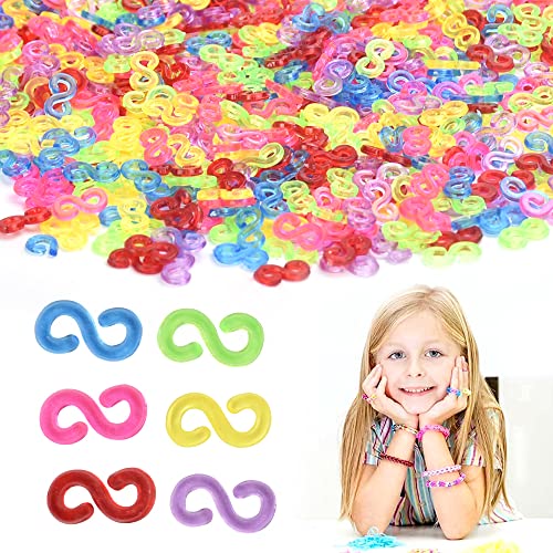 Buentya 1000 Pezzi Bands Loom S Clip Colorato Loom S Clip S-Clips Chiusure Braccialetti Ganci Per Braccialetti Kit Braccialetti Fai Da Te Elastici Per