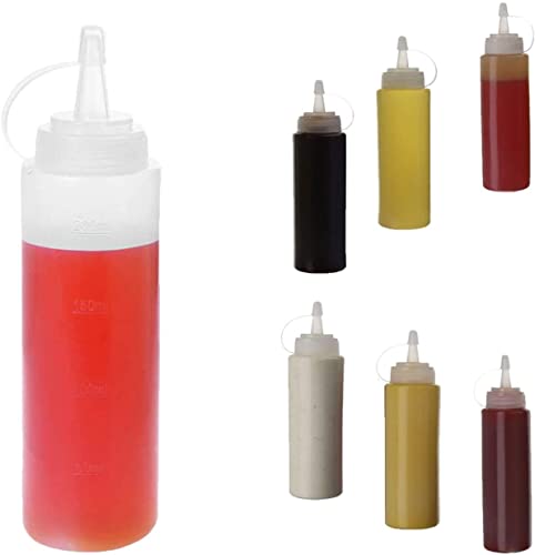 Wellxunk 6 Pz Bottiglia Di Salsa, 8 Oz Spremere Bottiglia Di Condimento, Bottiglia Di Salsa Di Plastica Usato Per Senape, Maionese, Olio D'Oliva, Sals