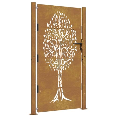 Vidaxl Cancello Da Giardino 105X205 Cm In Acciaio Corten Design Albero