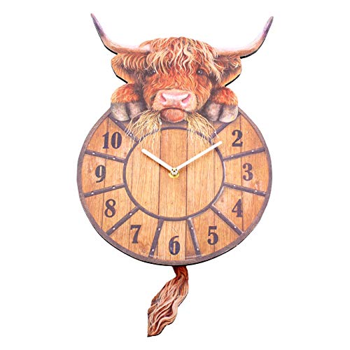 Nemesis Now Orologio Con Mucca Highland, 25 Cm, Rosso, Pannello Di Fibra A Media Densità, Misura Unica