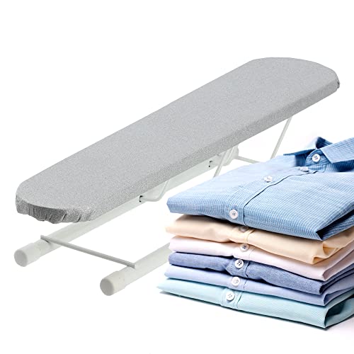 Kadax Mini Asse Da Stiro Per Maniche E Polsini, 50 X 11 Cm, Asse Da Stiro Con Rivestimento Decorativo, Asse Da Viaggio Pieghevole (Grigio)
