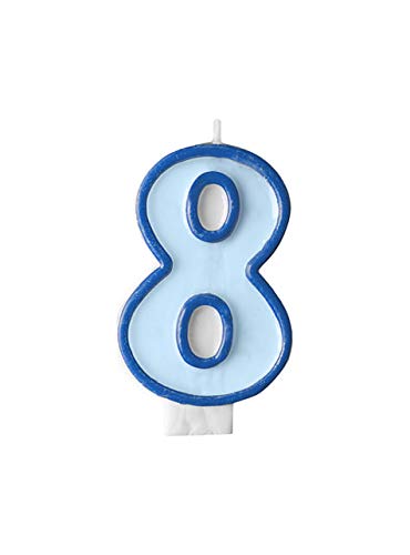 Partydeco Candela Numero 8, Azzurro