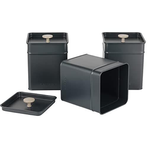 Salter Bw12459Eu7 - Set Di 3 Barattoli Da Cucina Marino Per Tè, Caffè, Zucchero, Freschezza A Lunga Durata, Finitura Verniciata A Polvere, Pratico, Fa