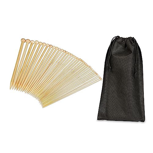 Relaxdays Kit Ferri Doppia Punta, Set Da 36 Knitting Needles Per Lavorare A Maglia, 18 Misure: 2 Mm Fino 10 Mm, Marroni