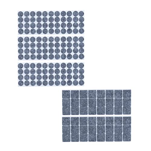 Relaxdays Feltrini Per Sedie In Set Da 180, Quadrati E Rotondi, Gommini In Feltro Mobili, Piedini Adesivi, Grigio Scuro, 100%, 4 Mm
