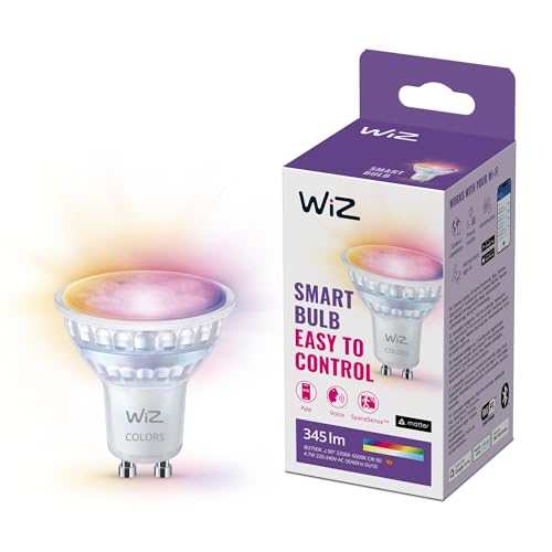 Wiz Gu10 Smart Led Glass Bulb - Sostituzione Gu10 Da 50W, 16 Milioni Di Colori + Sfumature Di Bianco, Wi-Fi/Bluetooth, Controllo Vocale/App, Funziona