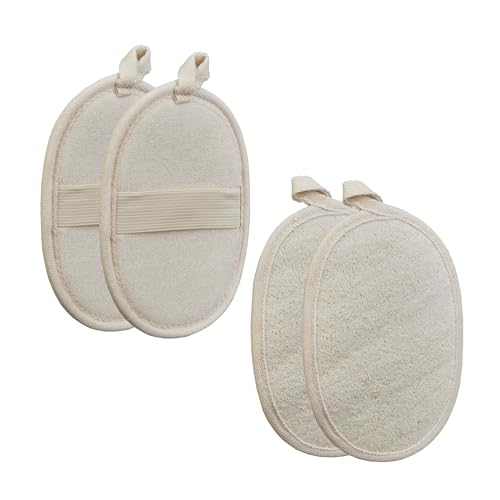 Relaxdays Spugna Di Luffa, Set Da 4, Per Corpo E Viso, Esfoliazione Delicata E Pulizia Profonda Dei Pori, Doccia, Beige, Fibra Vegetale, 18 X 11 X 0,5