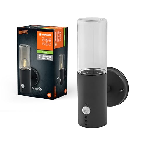 Ledvance Lampada Da Esterno Endura Classic Figo Cyl W Sen, Lampada Da Parete, Grigio Scuro, Acciaio Inossidabile, Installazione Facile E Veloce, Ip44,