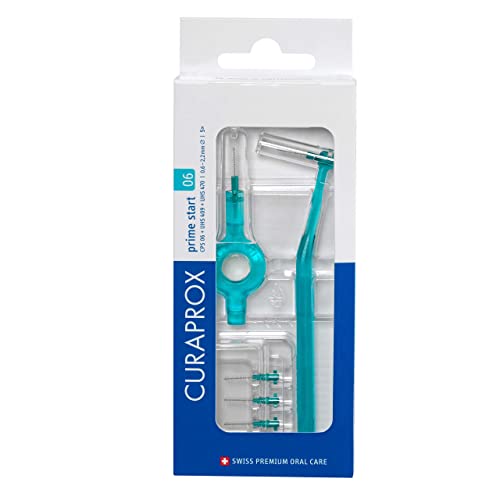 Curaprox Interdentalbürsten-Set Cps 06 Prime Start, Starterset Mit 5 Bürsten, 2 Verschiedene Halter, Türkis, 0.6 Mm Durchmesser, 2.2 Mm Wirksamkeit