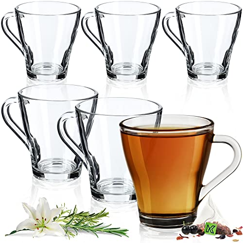 Kadax Set Di 6 Bicchieri Da Tè, Con Manico, Per Acqua, Succo, Succo, Bicchieri Di Vetro, Set Di Bicchieri Per Tè, Caffè, Acqua, Drink, Tè Freddo, Lava
