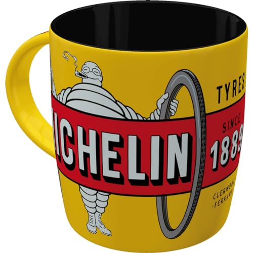 Nostalgic-Art Tazza Da Caffè, 330 Ml, Michelin – Tyres Bibendum Yellow – Idee Regalo Per Amanti Di Motore, Tazza In Ceramica, Design Vintage