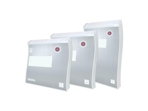 Bora Set Di Sacchetti Sottovuoto, 5 X 0,6 Litri, 5 X 1,5 Litri, 5 X 2,1 Litri, Sacchetti Sottovuoto, 15 Pezzi, Per Macchina Sottovuoto Bora Qvac, Sacc