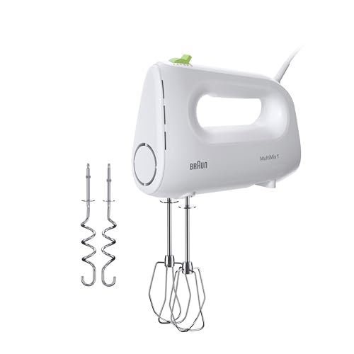 Braun Multimix1 Hm1110Wh Sbattitore Elettrico, 4 Velocità + Turbo, Easy-Click Cambio Accessori Facilitato, In Dotazione 2 Fruste E 2 Ganci Impastatori